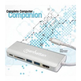 Manhattan 152075 base para laptop o replicador de puertos USB 3.2 Gen 2 (3.1 Gen 2) Type-C Aluminio