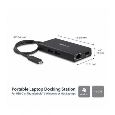 StarTech.com Adaptador Multipuertos USB-C con HDMI de 4K- 2x Puertos USB-A - PD de 60W - Negro