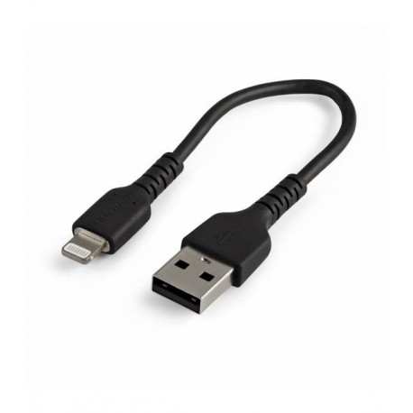 StarTech.com Cable Resistente USB-A a Lightning de 15 cm Negro - Cable de Sincronización y Carga USB Tipo A a Lightning con